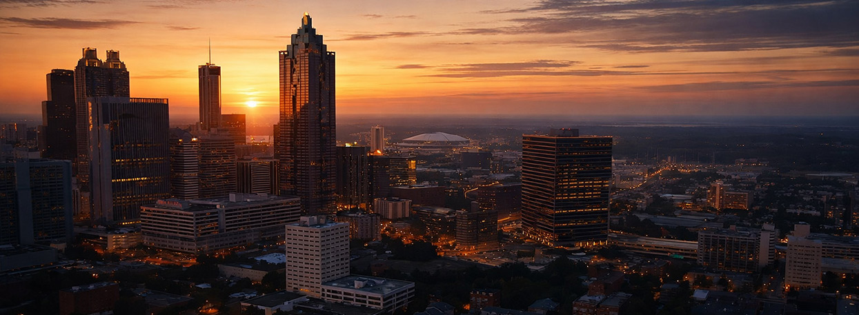 Atlanta skyline at sunset
